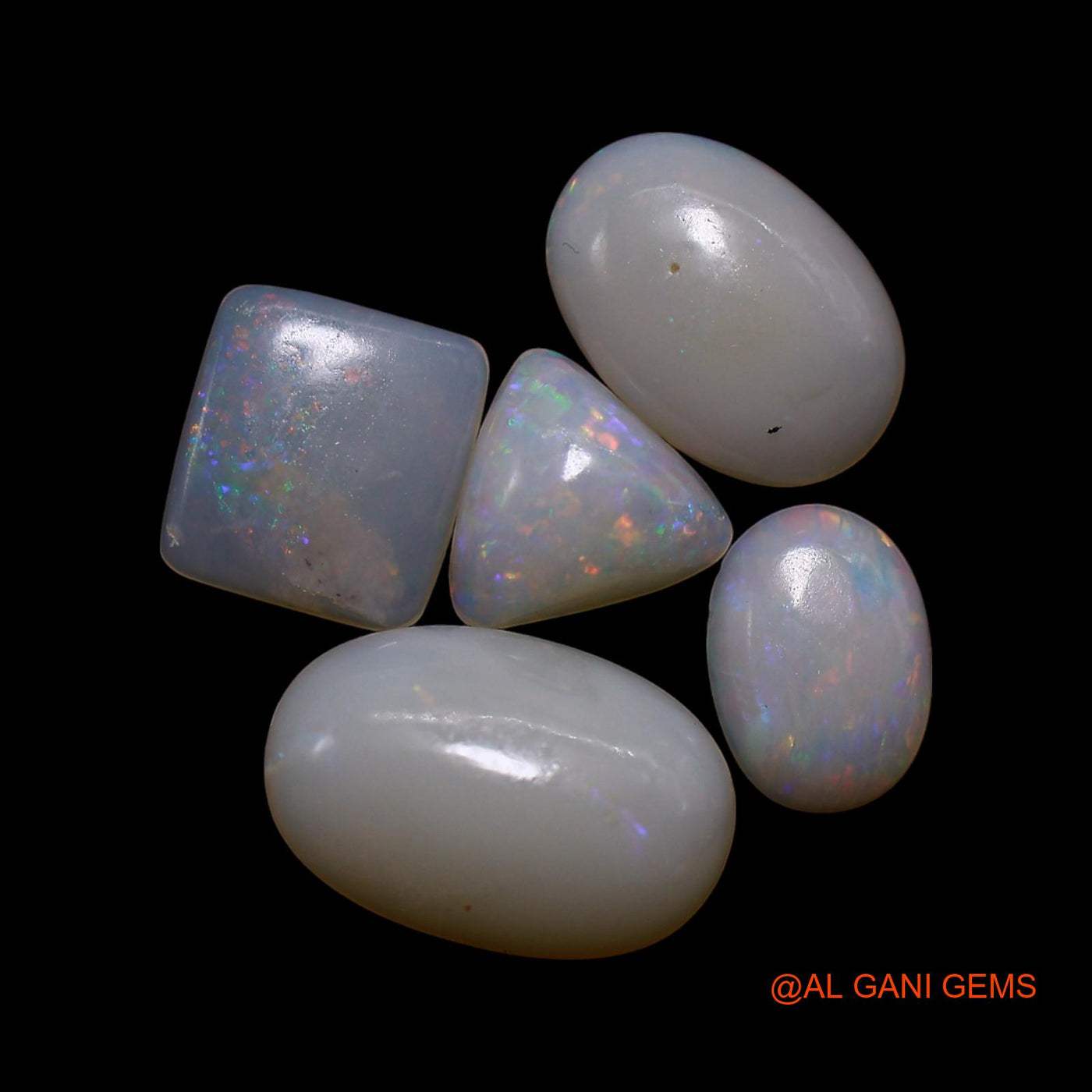 Natural Fire Opal Loose Gemstone Mix Shape Cabochon Australia 5 Pcs Wholesale Lot 4.00 Cts 5X7X1 TO 7X10X3 MM AG-766