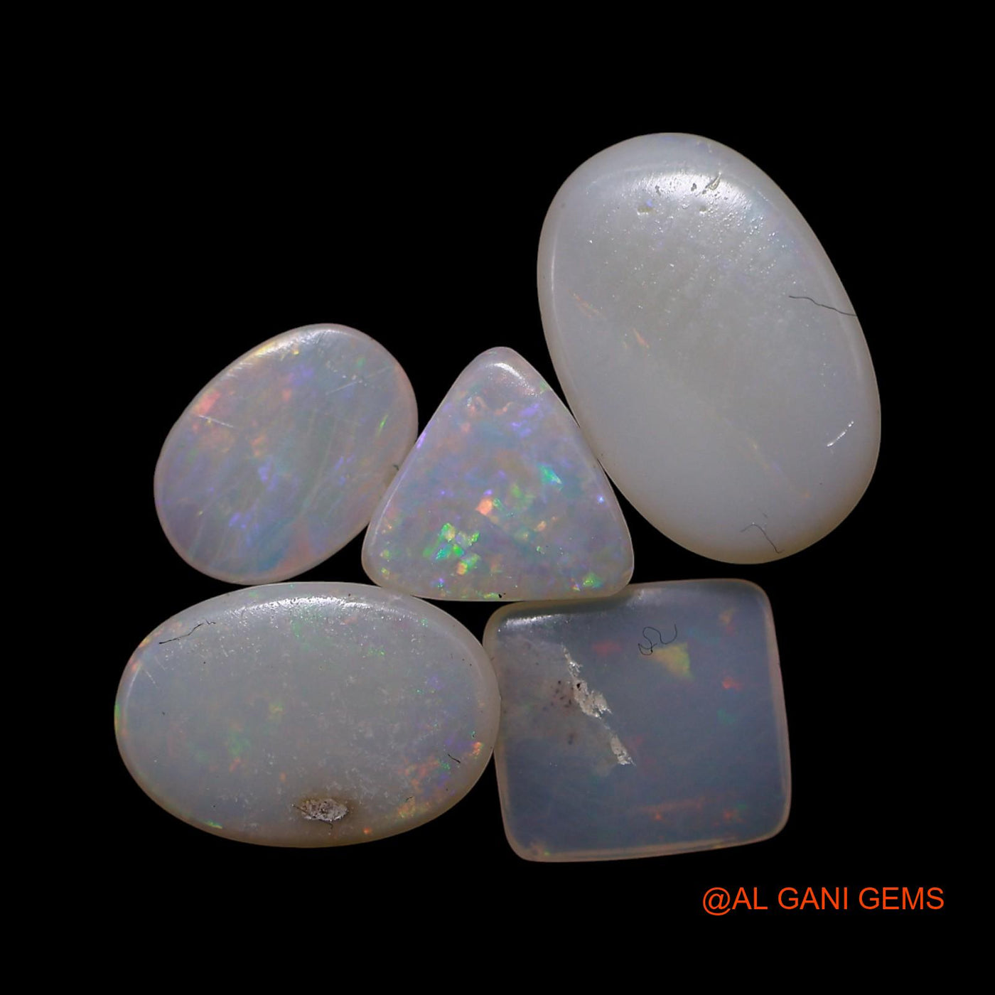 Natural Fire Opal Loose Gemstone Mix Shape Cabochon Australia 5 Pcs Wholesale Lot 4.00 Cts 5X7X1 TO 7X10X3 MM AG-766
