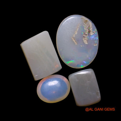 4 Pcs Natural Fire Opal Gemstone 3.00 Cts Loose Mix Shape Cabochon From Australia 5X6X2 TO 8X10X1 MM AG-773