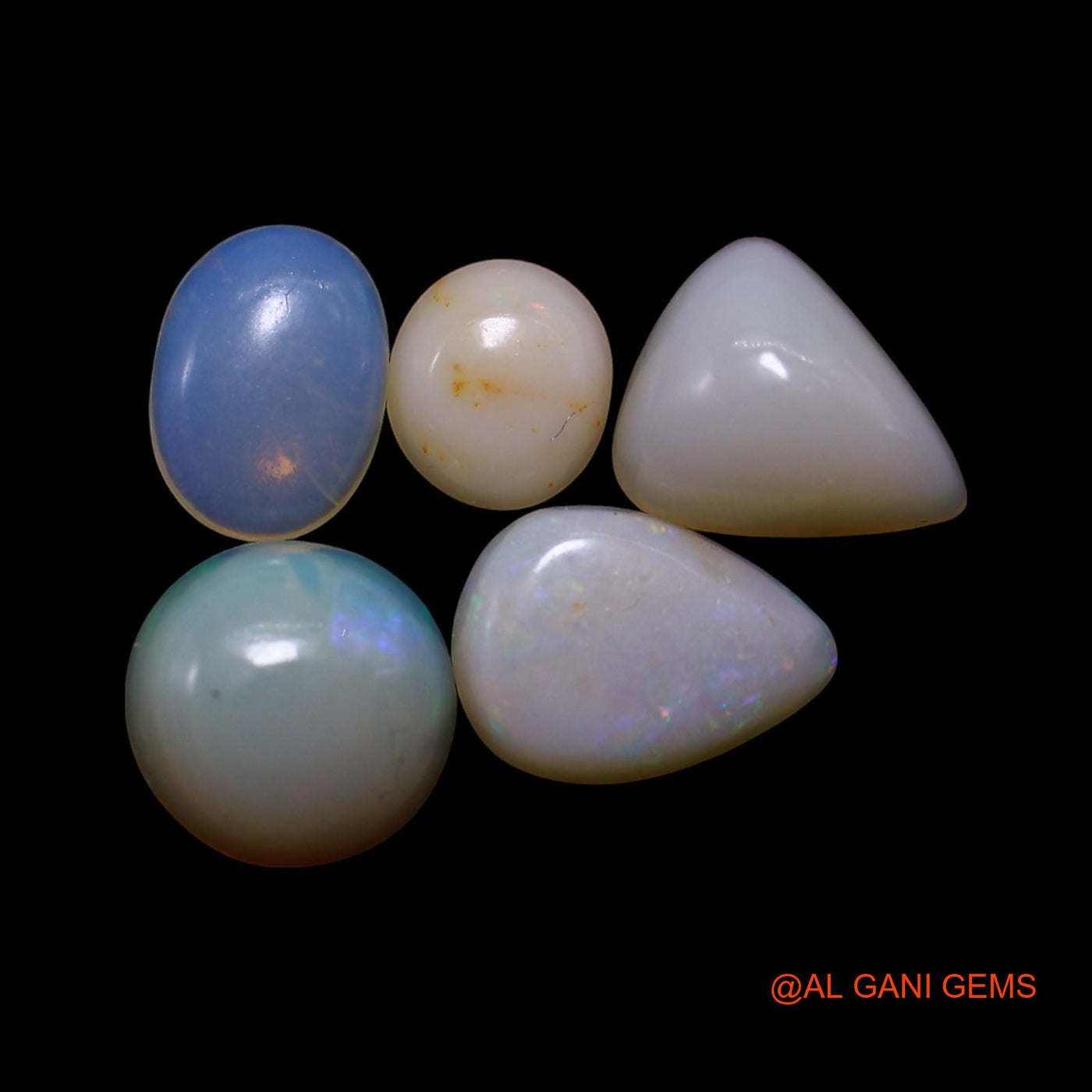 5 Pcs 4.00 Cts Natural Australian Fire Opal Loose Gemstone Mix Shape Cabochon Wholesale Lot 5X5X2 TO 6X9X2 MM AG-776