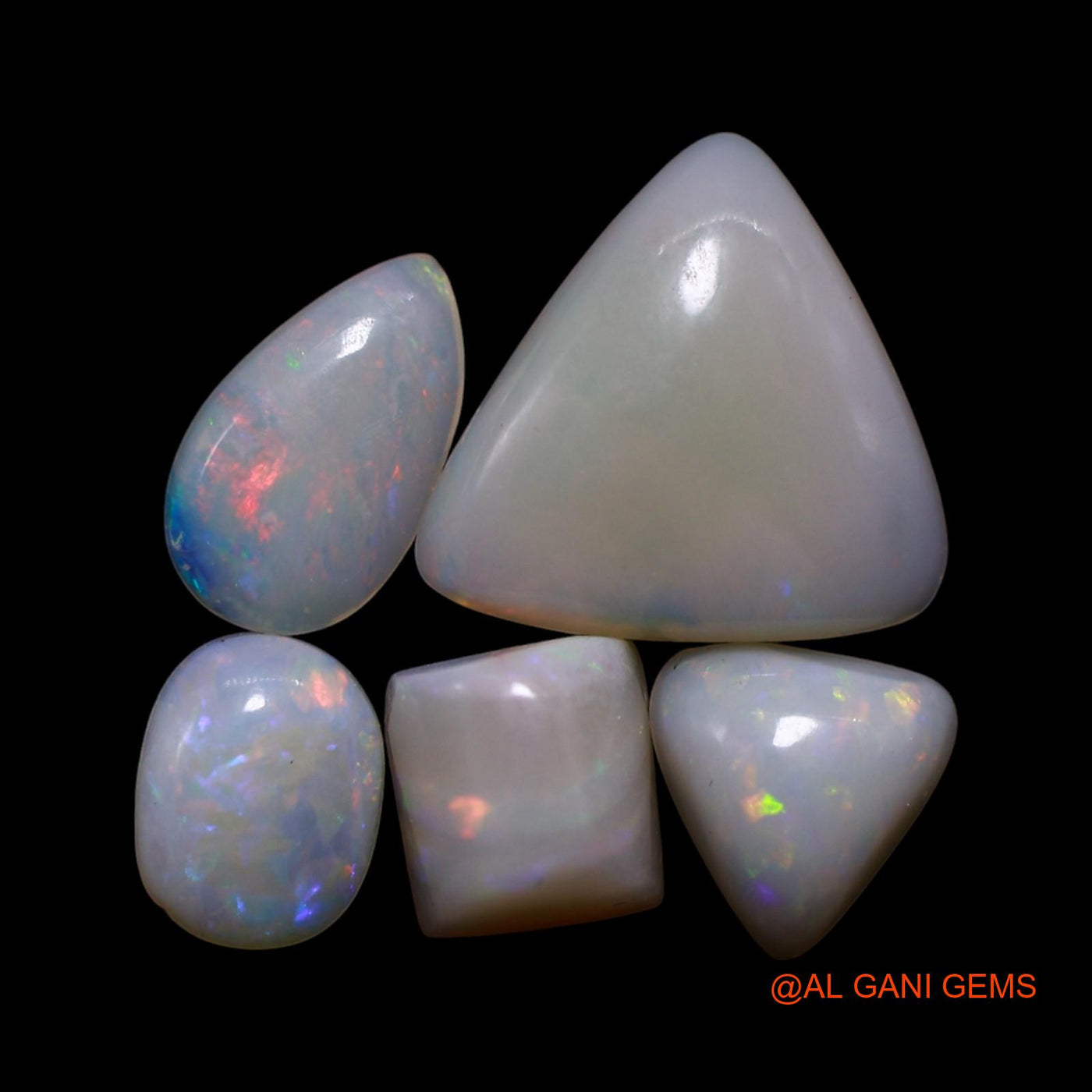 5 Pcs 3.00 Cts Natural Australian Fire Opal Loose Gemstone Mix Shape Cabochon Wholesale Lot 5X6X2 TO 9X10X2 MM AG-782