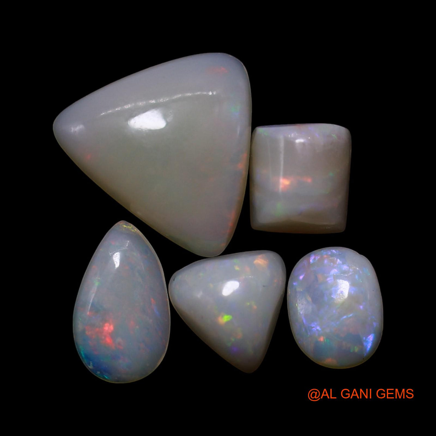 5 Pcs 3.00 Cts Natural Australian Fire Opal Loose Gemstone Mix Shape Cabochon Wholesale Lot 5X6X2 TO 9X10X2 MM AG-782