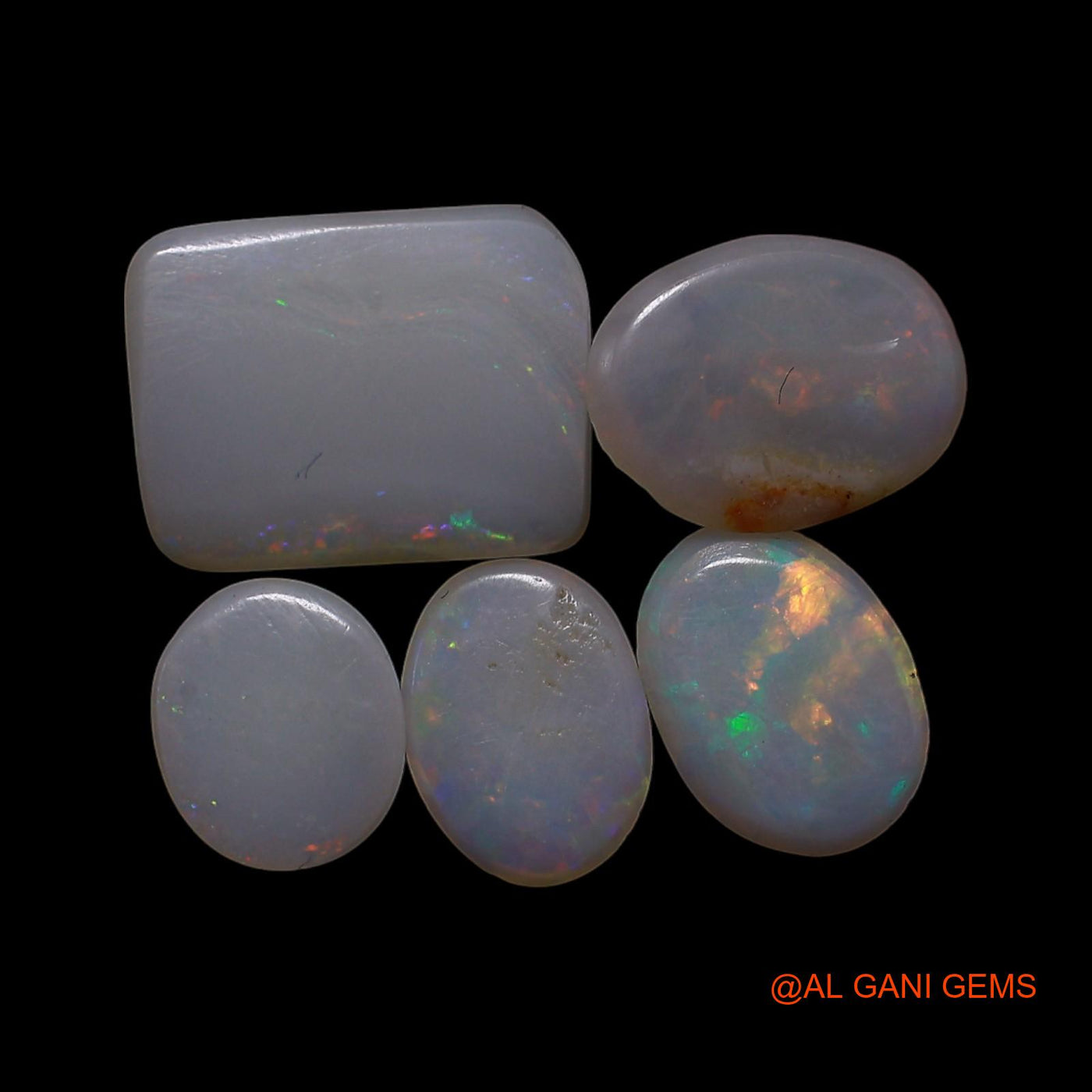 5 Pcs 3.00 Cts Natural Australian Fire Opal Loose Gemstone Mix Shape Cabochon Wholesale Lot 4X5X1 TO 6X9X2 MM AG-793
