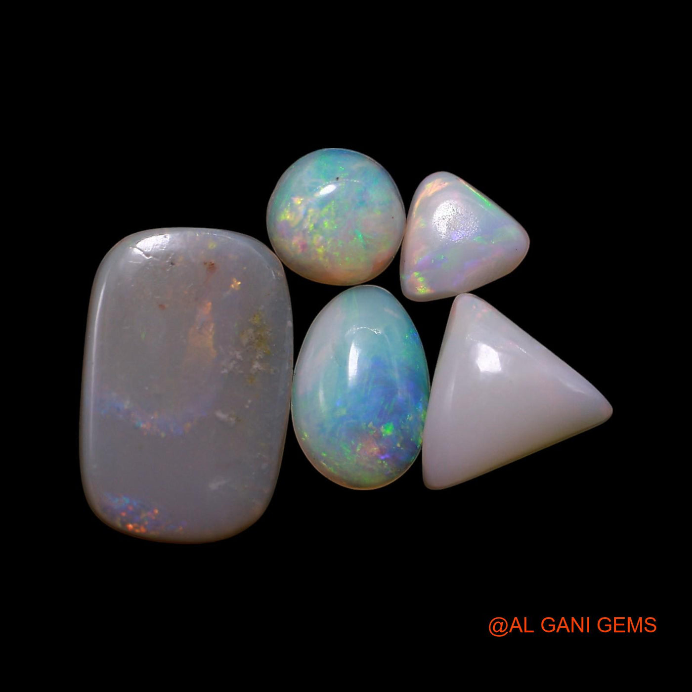 Natural Fire Opal Loose Gemstone Mix Shape Cabochon Australia 5 Pcs Wholesale Lot 3.00 Cts 4X5X1 TO 8X12X2 MM AG-795