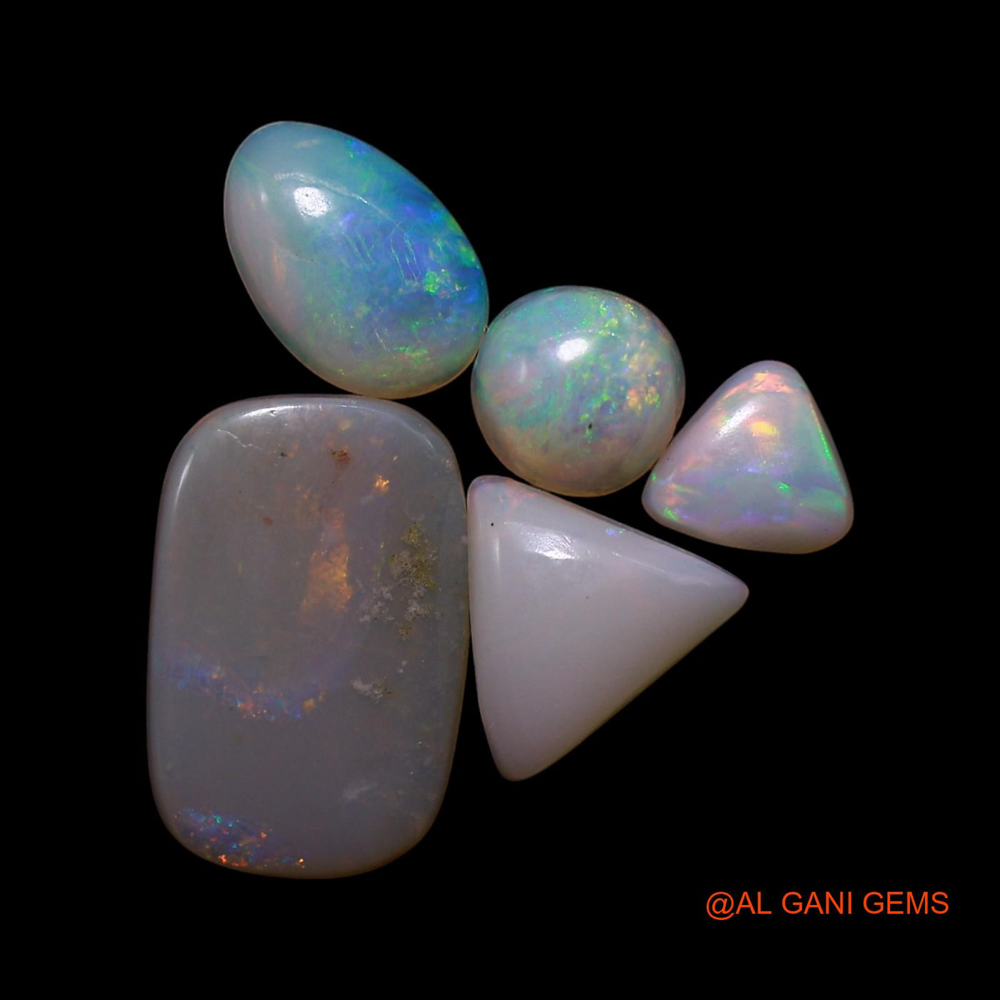 Natural Fire Opal Loose Gemstone Mix Shape Cabochon Australia 5 Pcs Wholesale Lot 3.00 Cts 4X5X1 TO 8X12X2 MM AG-795
