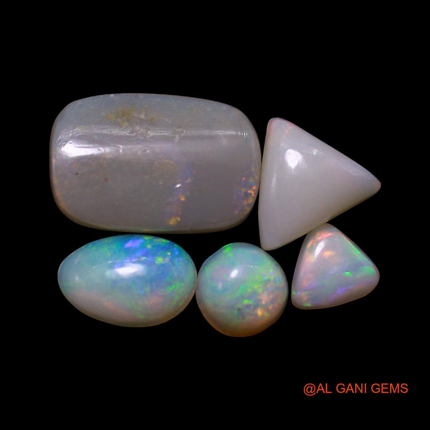 Natural Fire Opal Loose Gemstone Mix Shape Cabochon Australia 5 Pcs Wholesale Lot 3.00 Cts 4X5X1 TO 8X12X2 MM AG-795