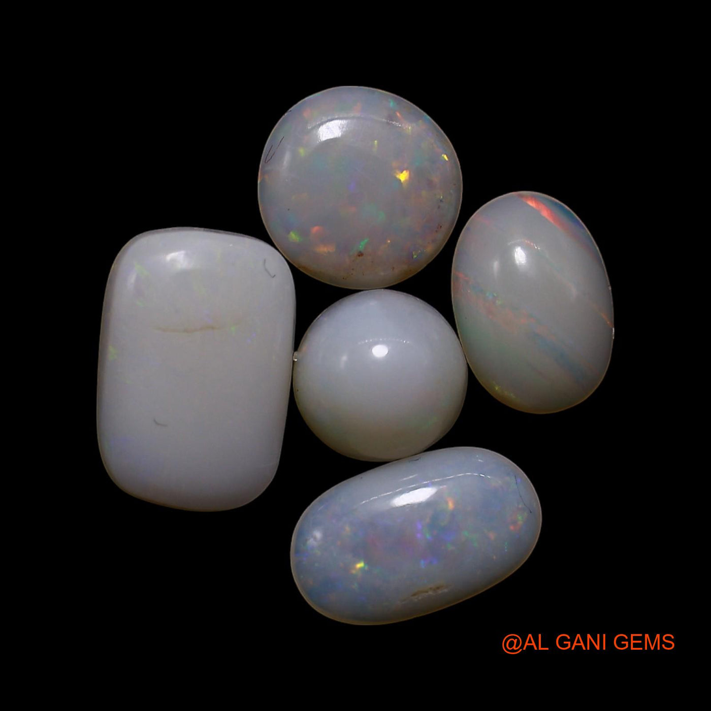 Natural Fire Opal Loose Gemstone Mix Shape Cabochon Australia 5 Pcs Wholesale Lot 2.00 Cts 5X5X3 TO 6X8X2 MM AG-798