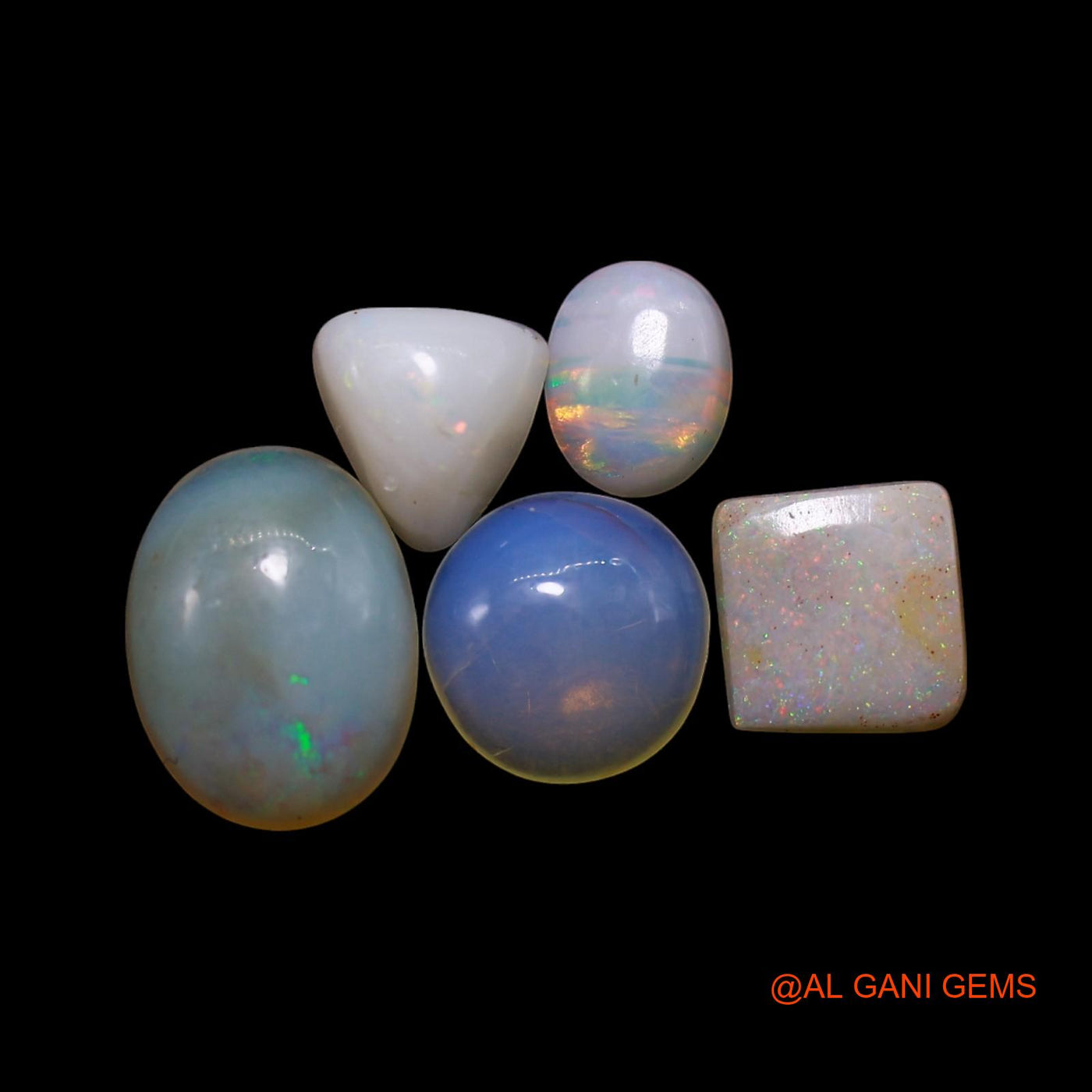5 Pcs 2.00 Cts Natural Australian Fire Opal Loose Gemstone Mix Shape Cabochon Wholesale Lot 4X5X1 TO 6X8X3 MM AG-800