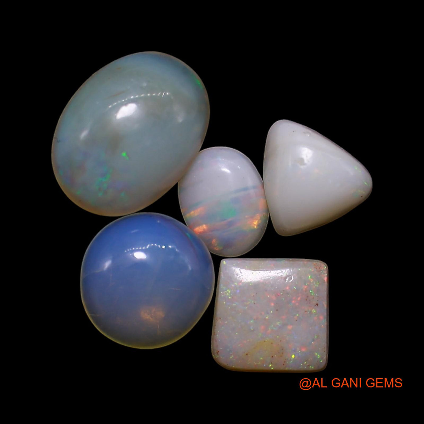 5 Pcs 2.00 Cts Natural Australian Fire Opal Loose Gemstone Mix Shape Cabochon Wholesale Lot 4X5X1 TO 6X8X3 MM AG-800
