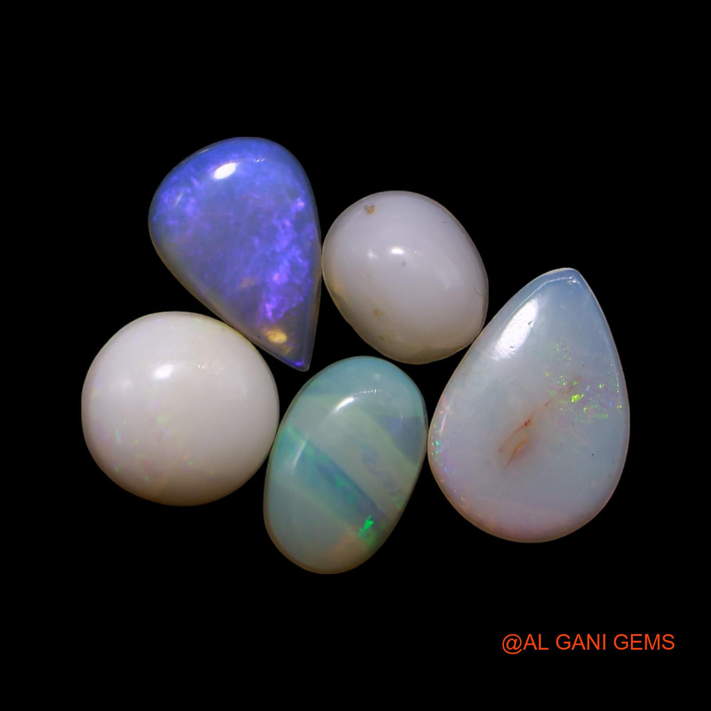 3.00 Cts Australian Fire Opal Loose Gemstone Mix Shape Cabochon Natural 5 Pcs Wholesale Lot 5X6X3 TO 6X9X1 MM AG-802