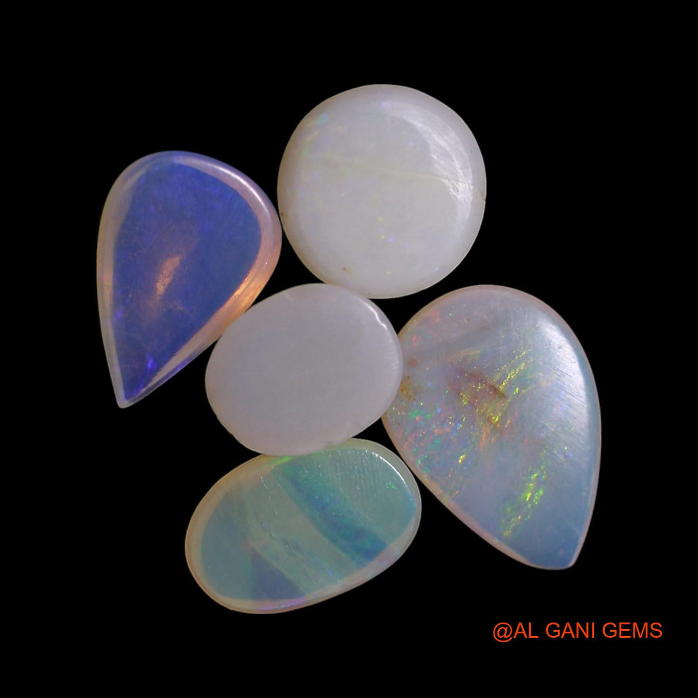 3.00 Cts Australian Fire Opal Loose Gemstone Mix Shape Cabochon Natural 5 Pcs Wholesale Lot 5X6X3 TO 6X9X1 MM AG-802