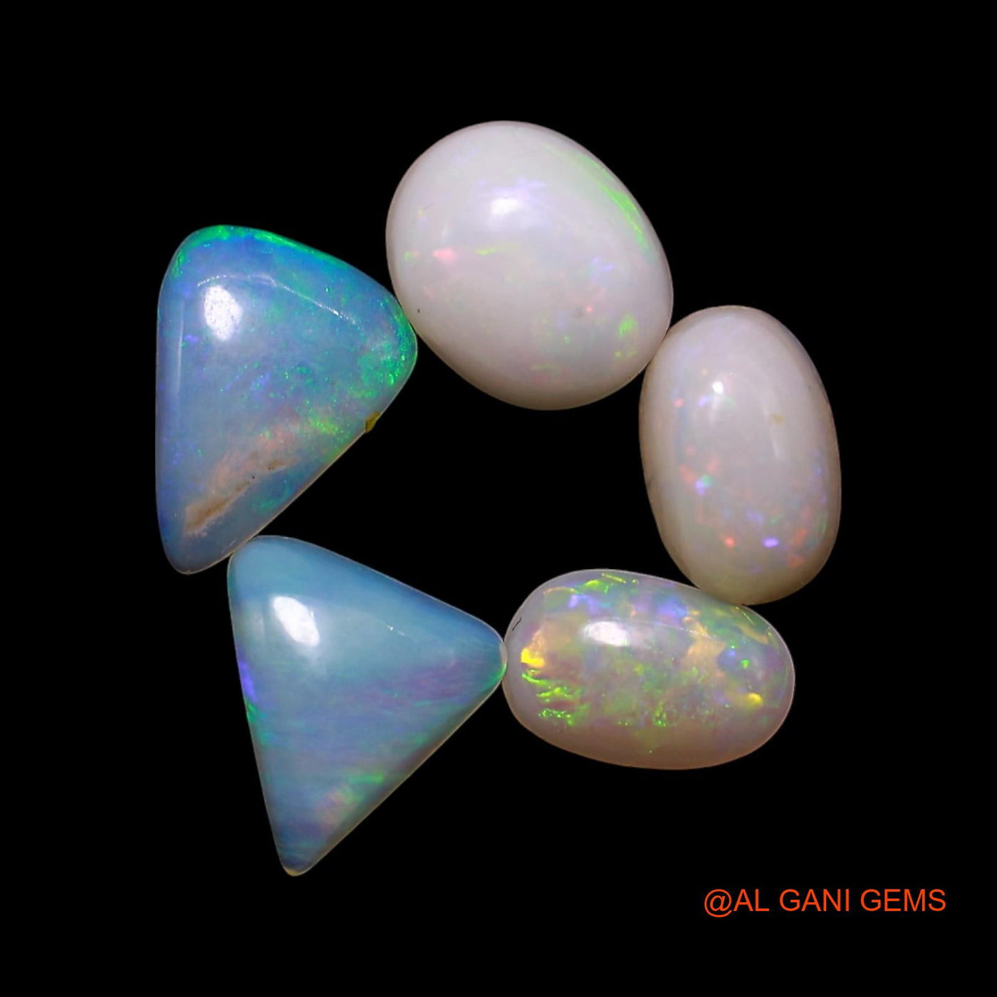 5 Pcs Wholesale Lot Natural Fire Opal Gemstone 2.00 Cts Loose Mix Shape Cabochon Australia 4X6X1 TO 5X7X1 MM AG-805