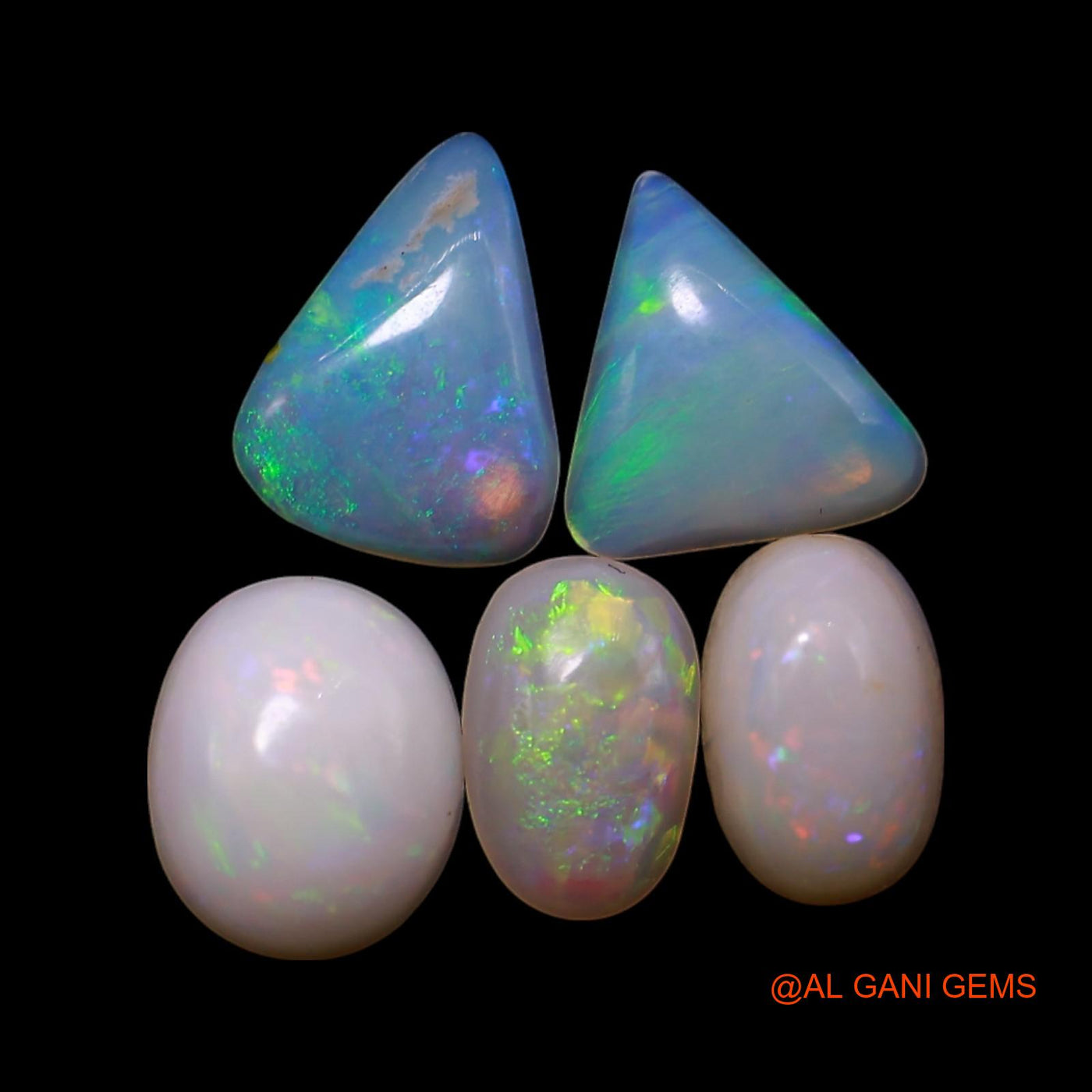 5 Pcs Wholesale Lot Natural Fire Opal Gemstone 2.00 Cts Loose Mix Shape Cabochon Australia 4X6X1 TO 5X7X1 MM AG-805