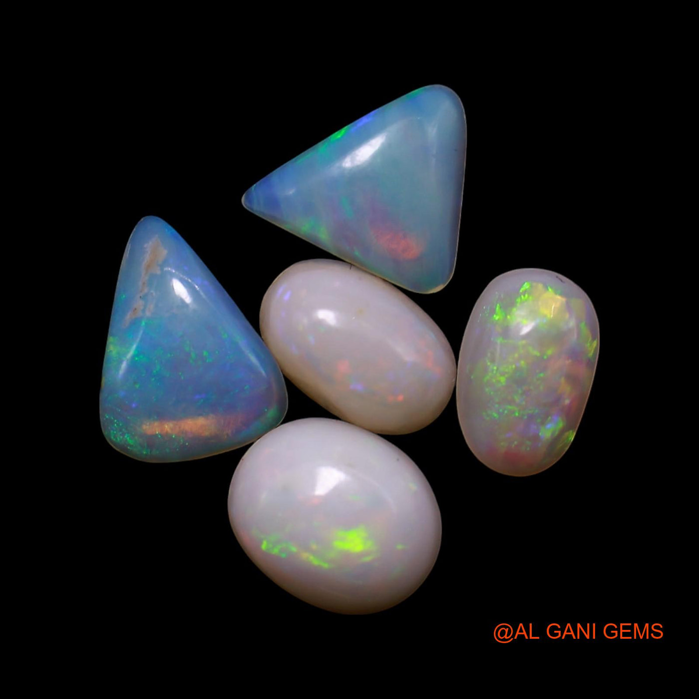 5 Pcs Wholesale Lot Natural Fire Opal Gemstone 2.00 Cts Loose Mix Shape Cabochon Australia 4X6X1 TO 5X7X1 MM AG-805