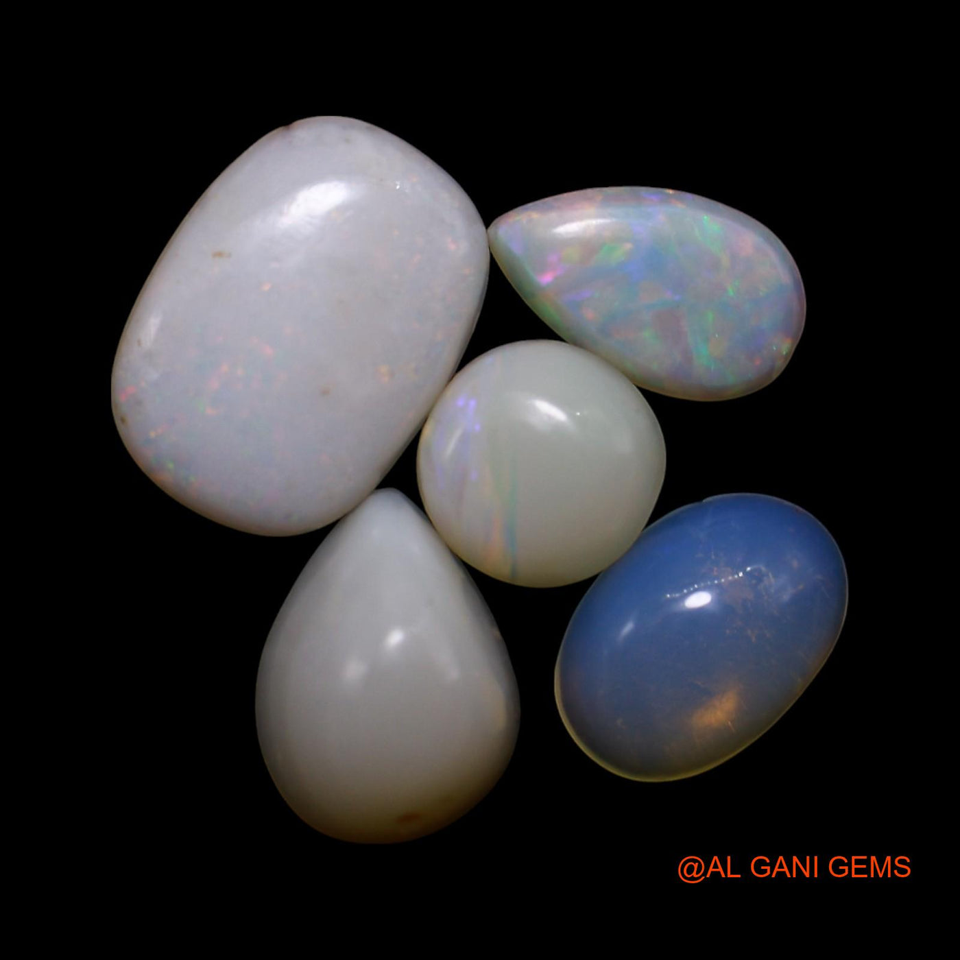 Natural Fire Opal Loose Gemstone Mix Shape Cabochon Australia 5 Pcs Wholesale Lot 3.00 Cts 5X5X2 TO 6X9X2 MM AG-808