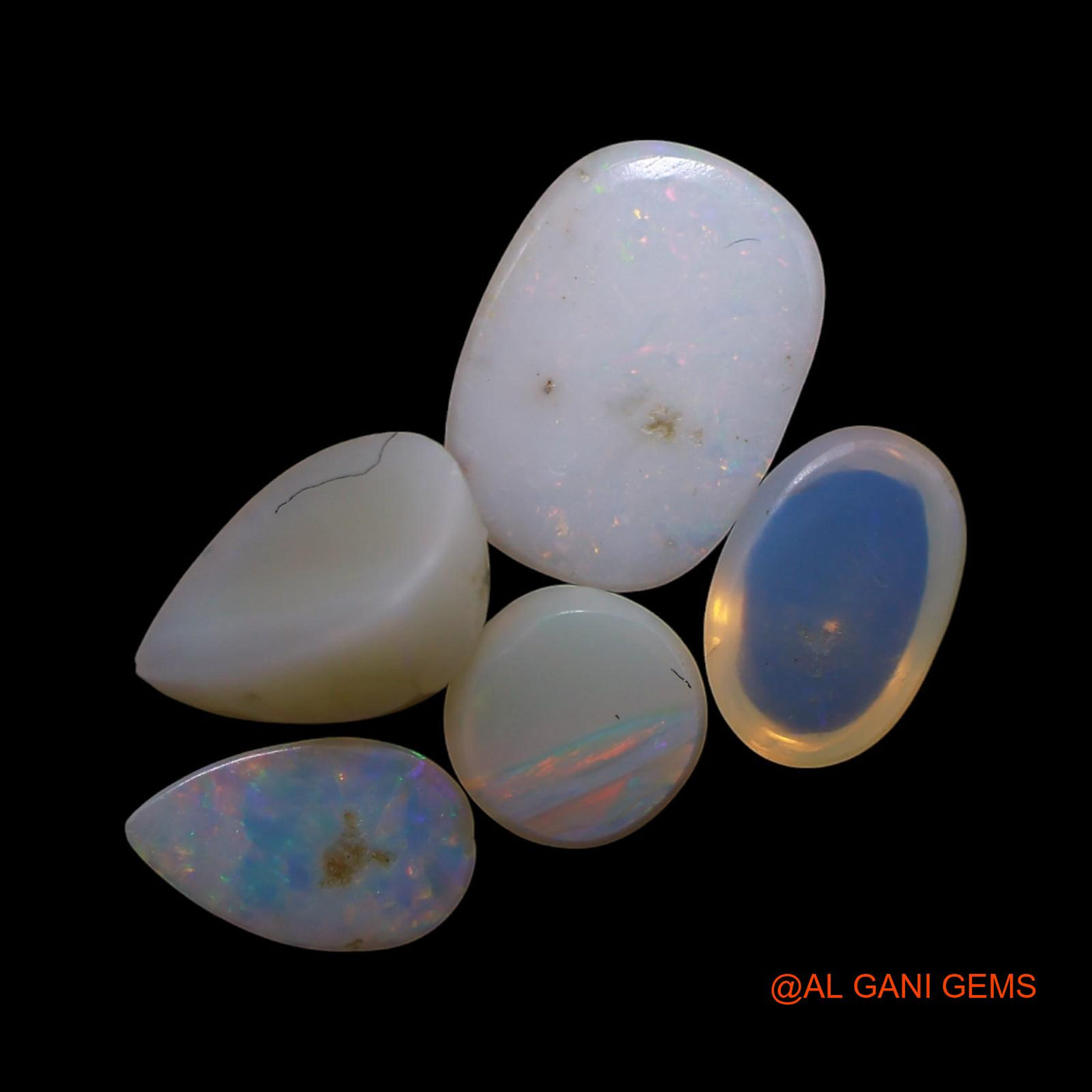 Natural Fire Opal Loose Gemstone Mix Shape Cabochon Australia 5 Pcs Wholesale Lot 3.00 Cts 5X5X2 TO 6X9X2 MM AG-808