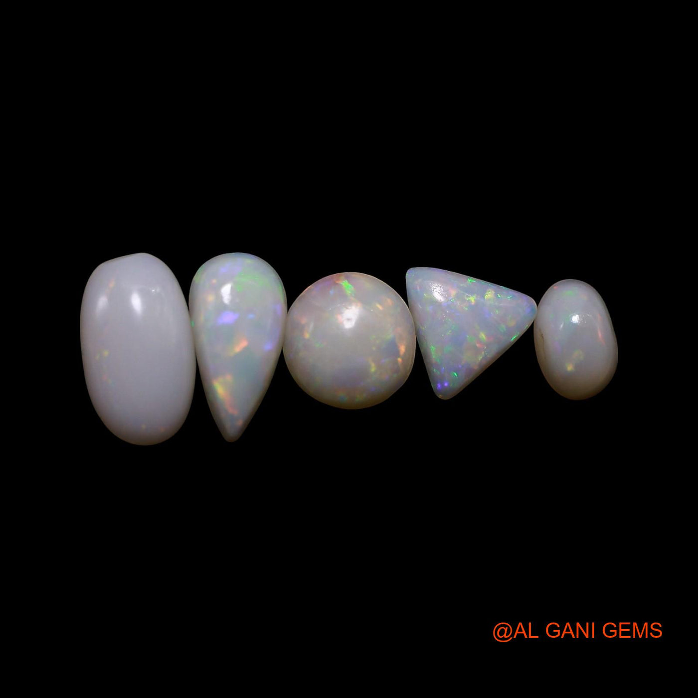 5 Pcs Wholesale Lot Natural Fire Opal Gemstone 2.00 Cts Loose Mix Shape Cabochon Australia 3X5X2 TO 5X9X2 MM AG-809