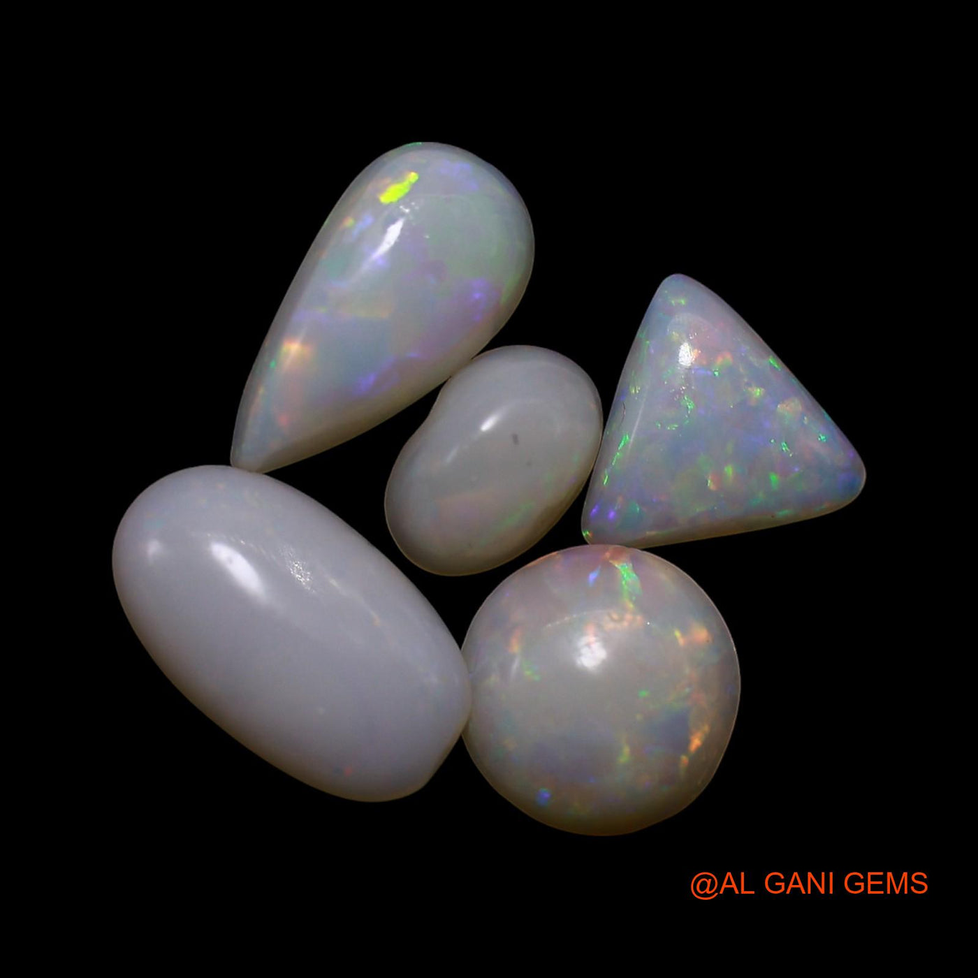 5 Pcs Wholesale Lot Natural Fire Opal Gemstone 2.00 Cts Loose Mix Shape Cabochon Australia 3X5X2 TO 5X9X2 MM AG-809