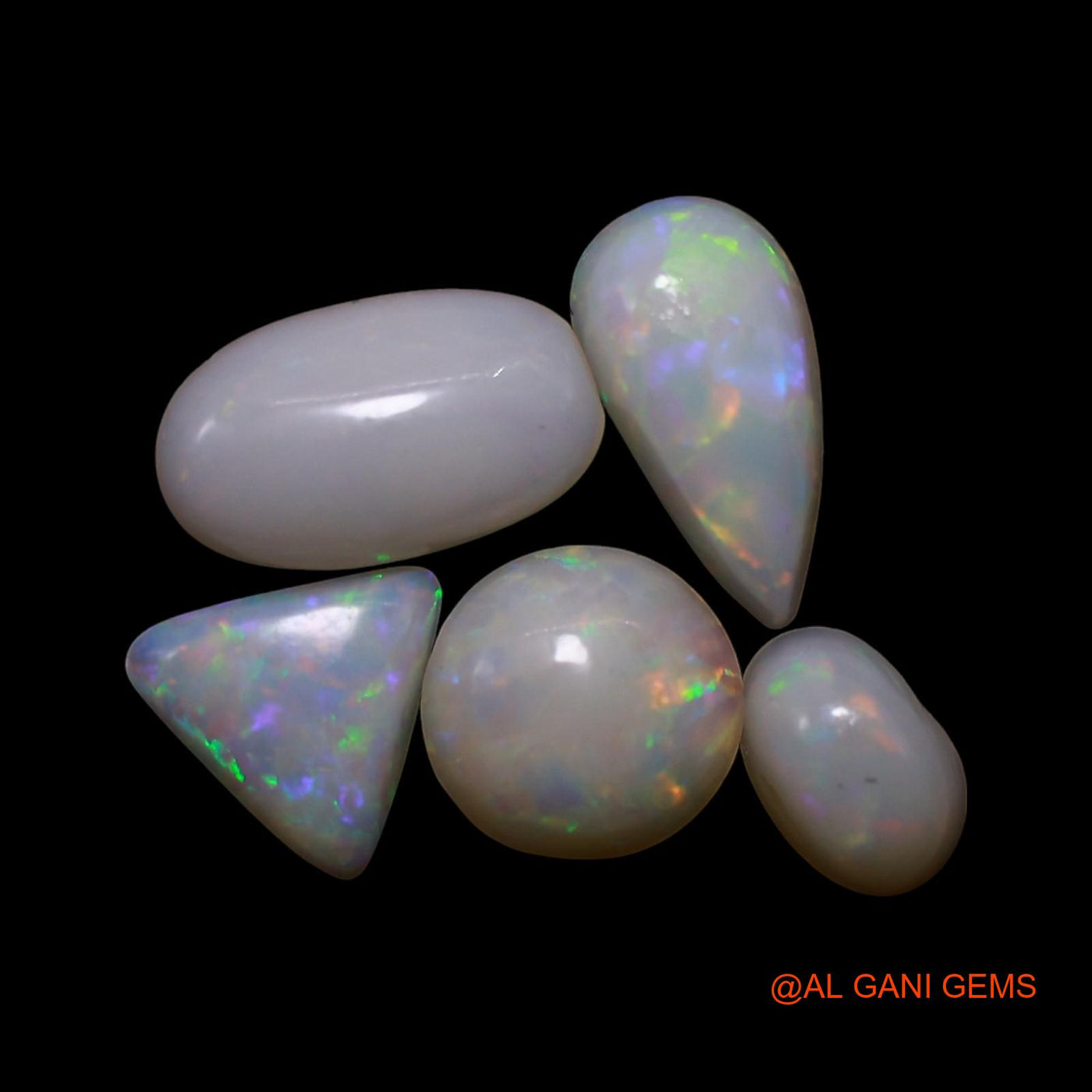 5 Pcs Wholesale Lot Natural Fire Opal Gemstone 2.00 Cts Loose Mix Shape Cabochon Australia 3X5X2 TO 5X9X2 MM AG-809