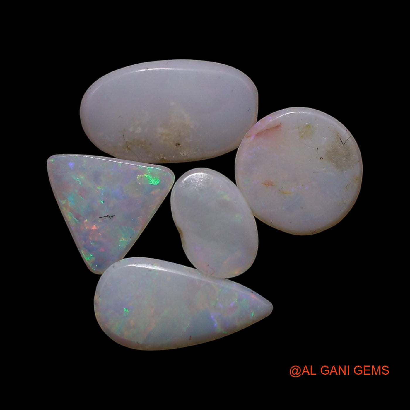 5 Pcs Wholesale Lot Natural Fire Opal Gemstone 2.00 Cts Loose Mix Shape Cabochon Australia 3X5X2 TO 5X9X2 MM AG-809