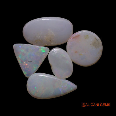 5 Pcs Wholesale Lot Natural Fire Opal Gemstone 2.00 Cts Loose Mix Shape Cabochon Australia 3X5X2 TO 5X9X2 MM AG-809