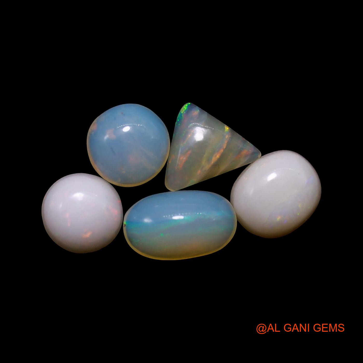 5 Pcs 3.00 Cts Natural Australian Fire Opal Loose Gemstone Mix Shape Cabochon Wholesale Lot 5X5X2 TO 5X8X2 MM AG-810