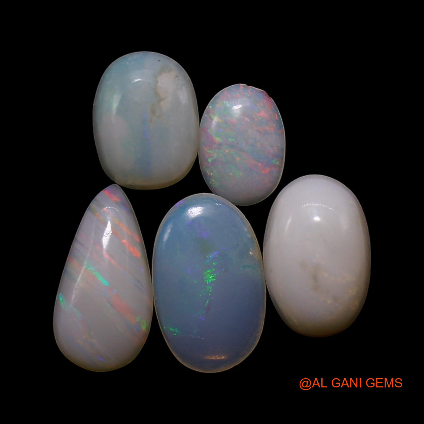 5 Pcs 2.00 Cts Natural Australian Fire Opal Loose Gemstone Mix Shape Cabochon Wholesale Lot 4X6X1 TO 5X8X2 MM AG-814