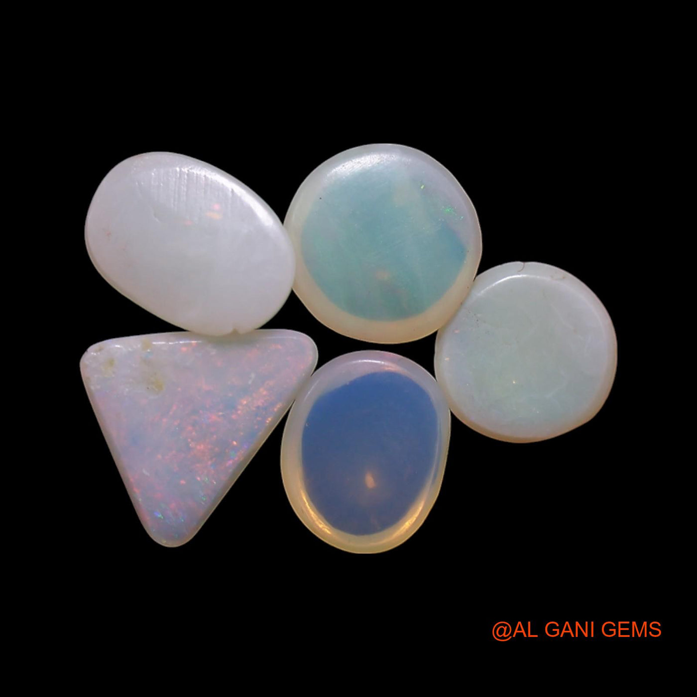5 Pcs Wholesale Lot Natural Fire Opal Gemstone 2.00 Cts Loose Mix Shape Cabochon Australia 4X6X2 TO 5X7X2 MM AG-819