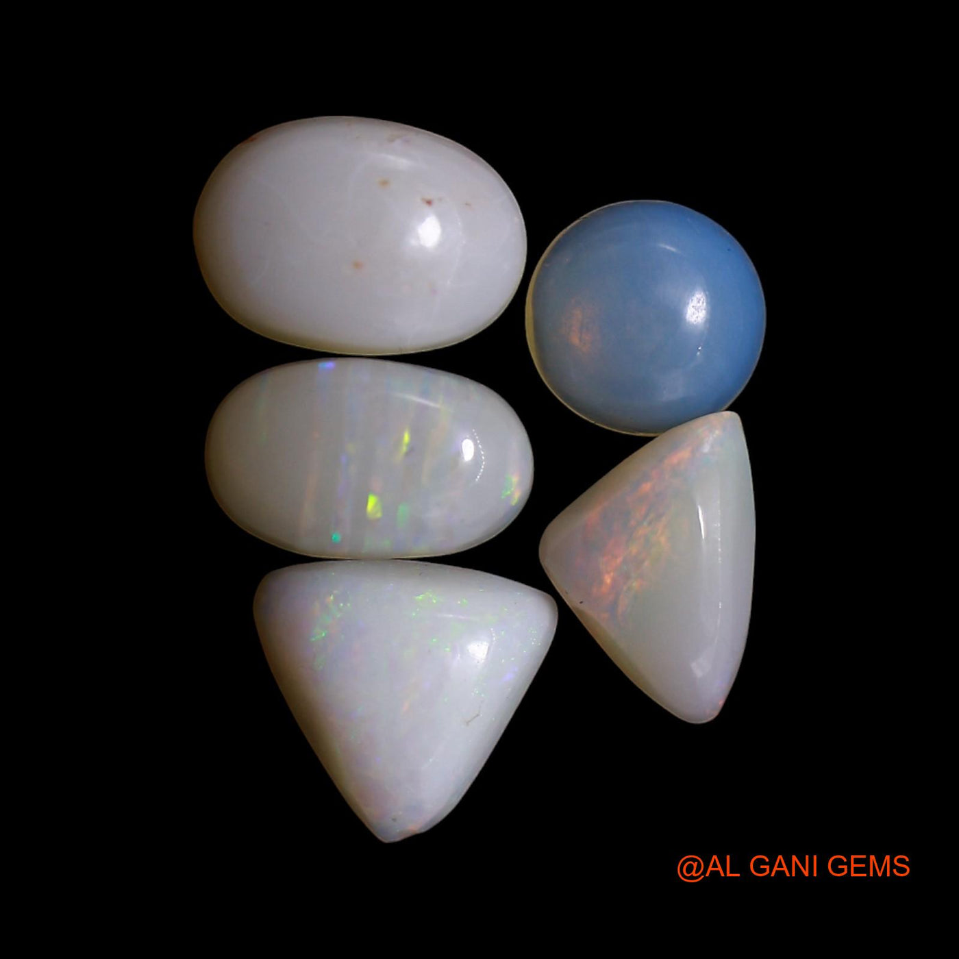 2.00 Cts Natural Australian Fire Opal Mix Shape Cabochon 5 Pcs Wholesale Lot Loose Gemstone 5X5X2 TO 5X7X2 MM AG-823