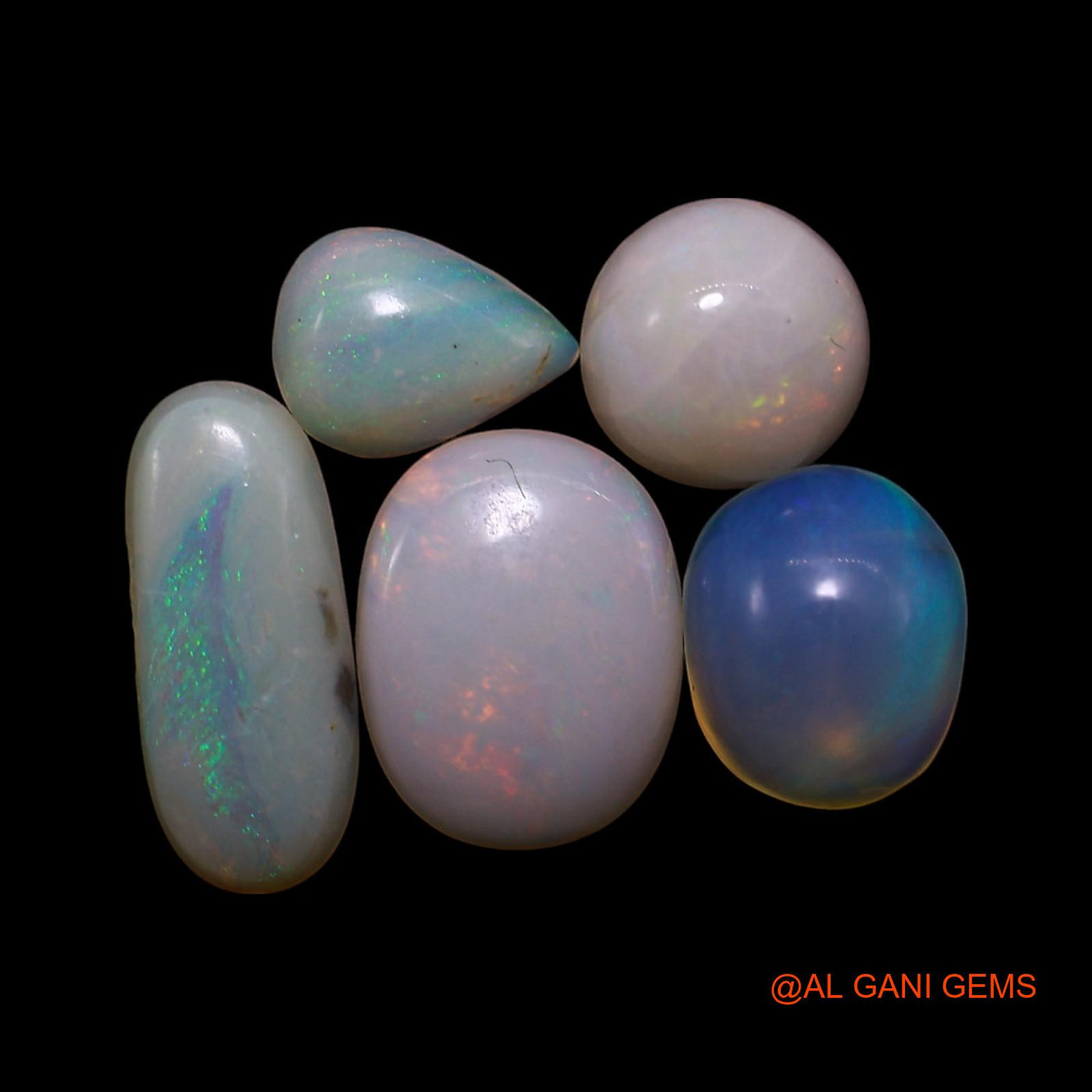 2.00 Cts Natural Australian Fire Opal Mix Shape Cabochon 5 Pcs Wholesale Lot Loose Gemstone 4X5X2 TO 4X9X2 MM AG-824