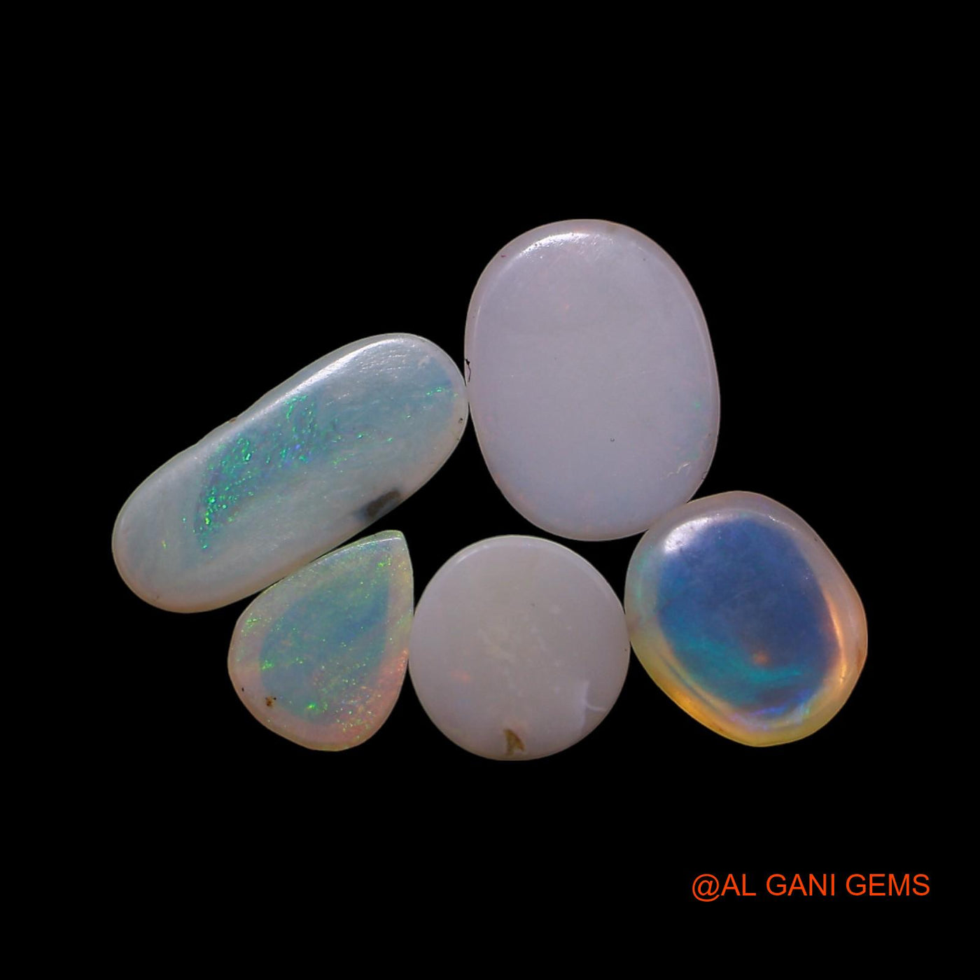 2.00 Cts Natural Australian Fire Opal Mix Shape Cabochon 5 Pcs Wholesale Lot Loose Gemstone 4X5X2 TO 4X9X2 MM AG-824