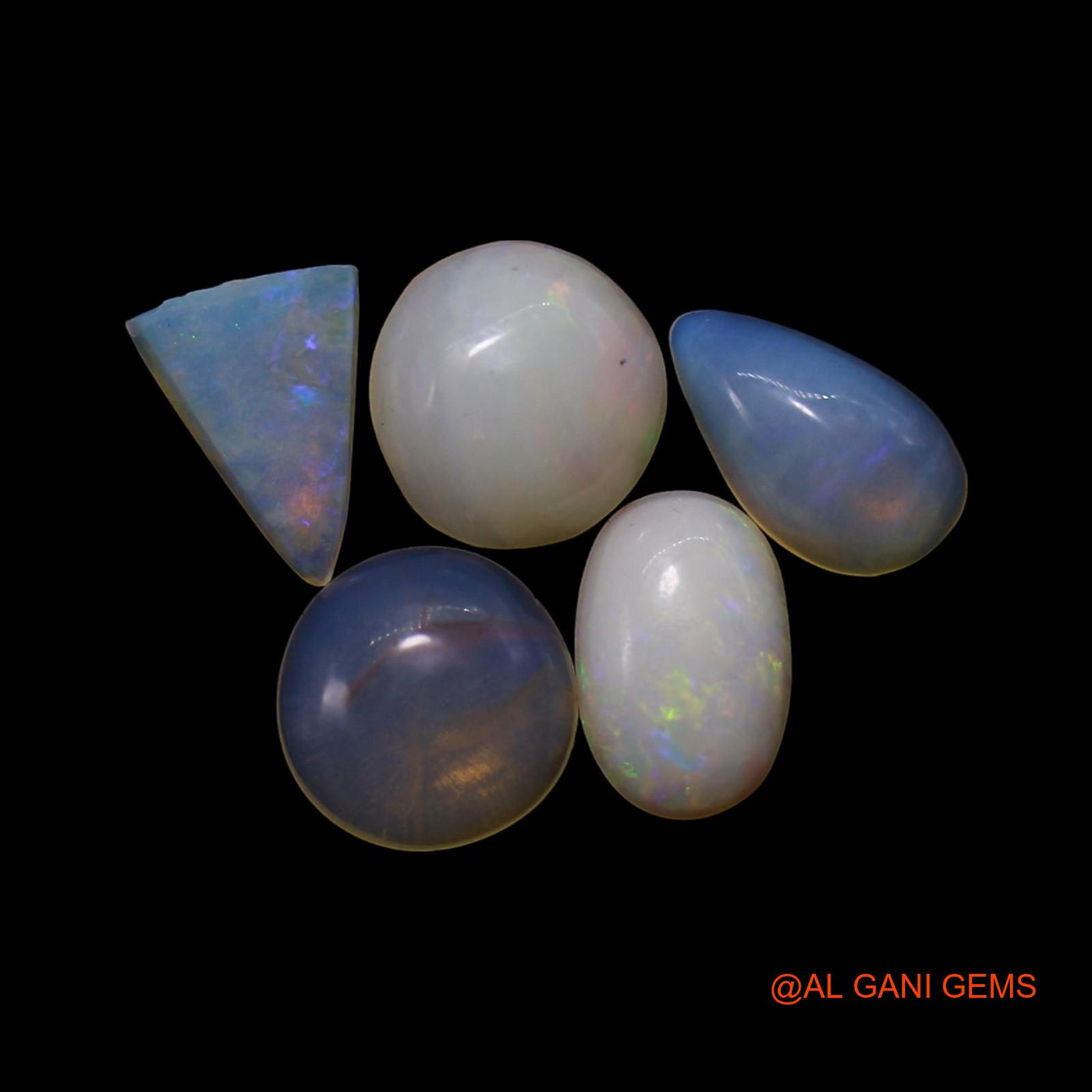 2.00 Cts Natural Australian Fire Opal Mix Shape Cabochon 5 Pcs Wholesale Lot Loose Gemstone 4X5X1 TO 5X6X2 MM AG-825