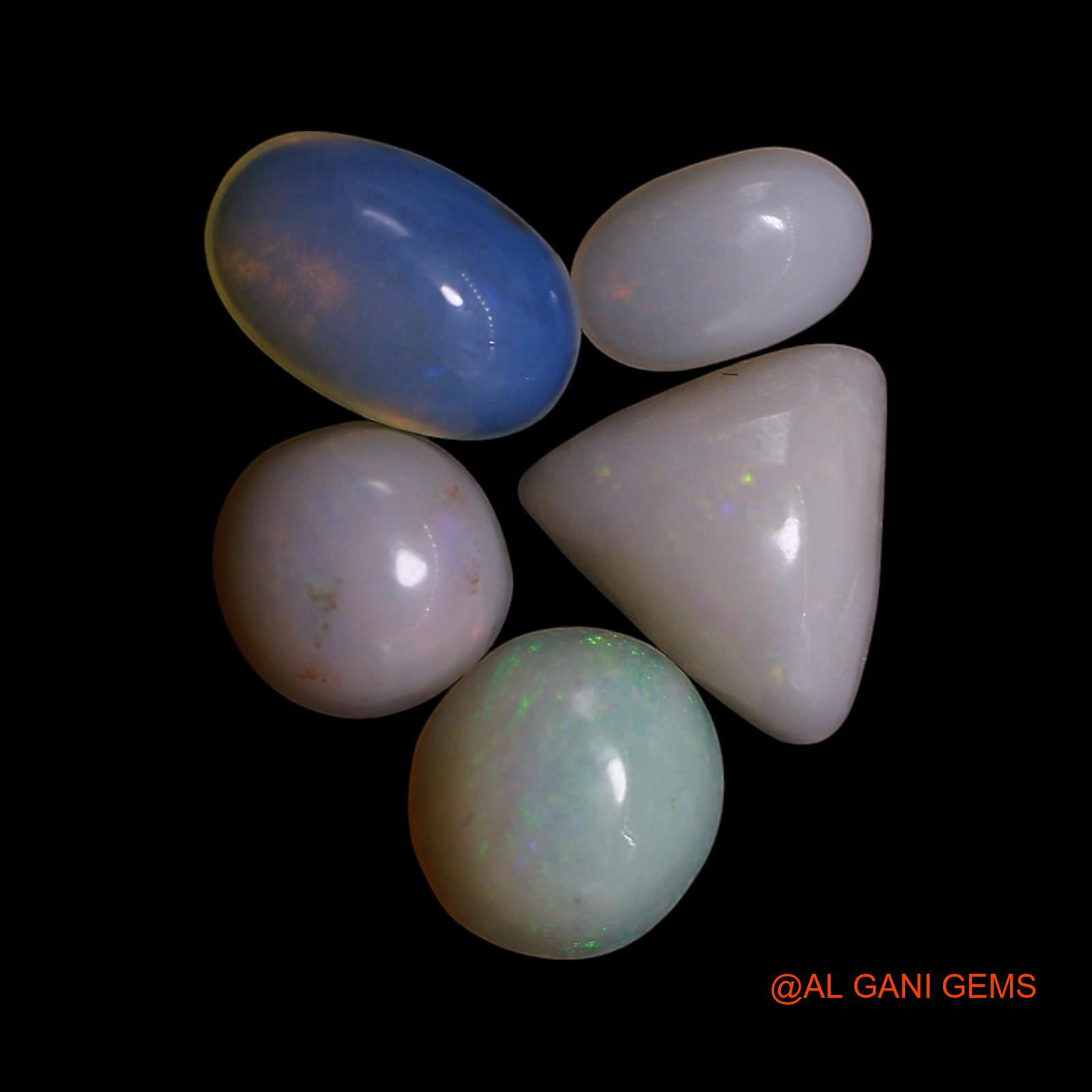 5 Pcs 2.00 Cts Natural Australian Fire Opal Loose Gemstone Mix Shape Cabochon Wholesale Lot 3X5X1 TO 6X6X2 MM AG-827