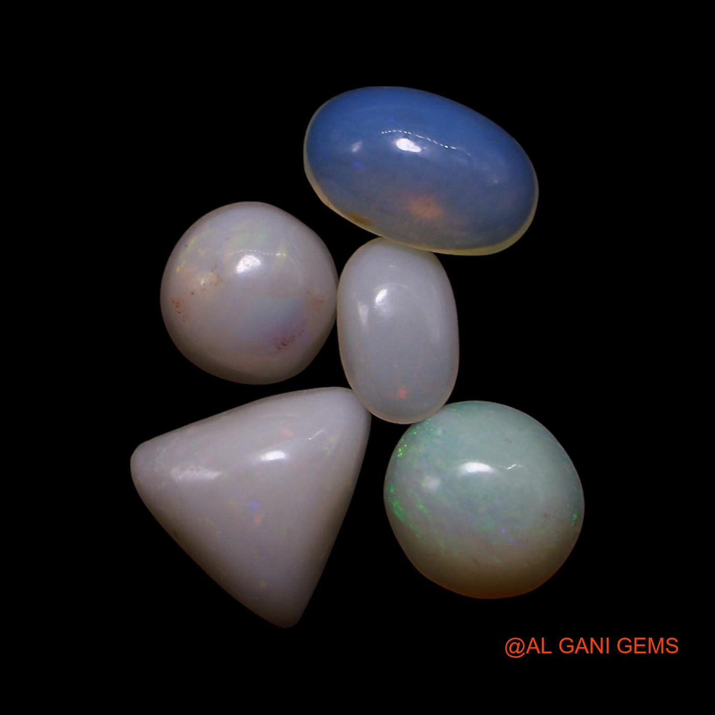 5 Pcs 2.00 Cts Natural Australian Fire Opal Loose Gemstone Mix Shape Cabochon Wholesale Lot 3X5X1 TO 6X6X2 MM AG-827
