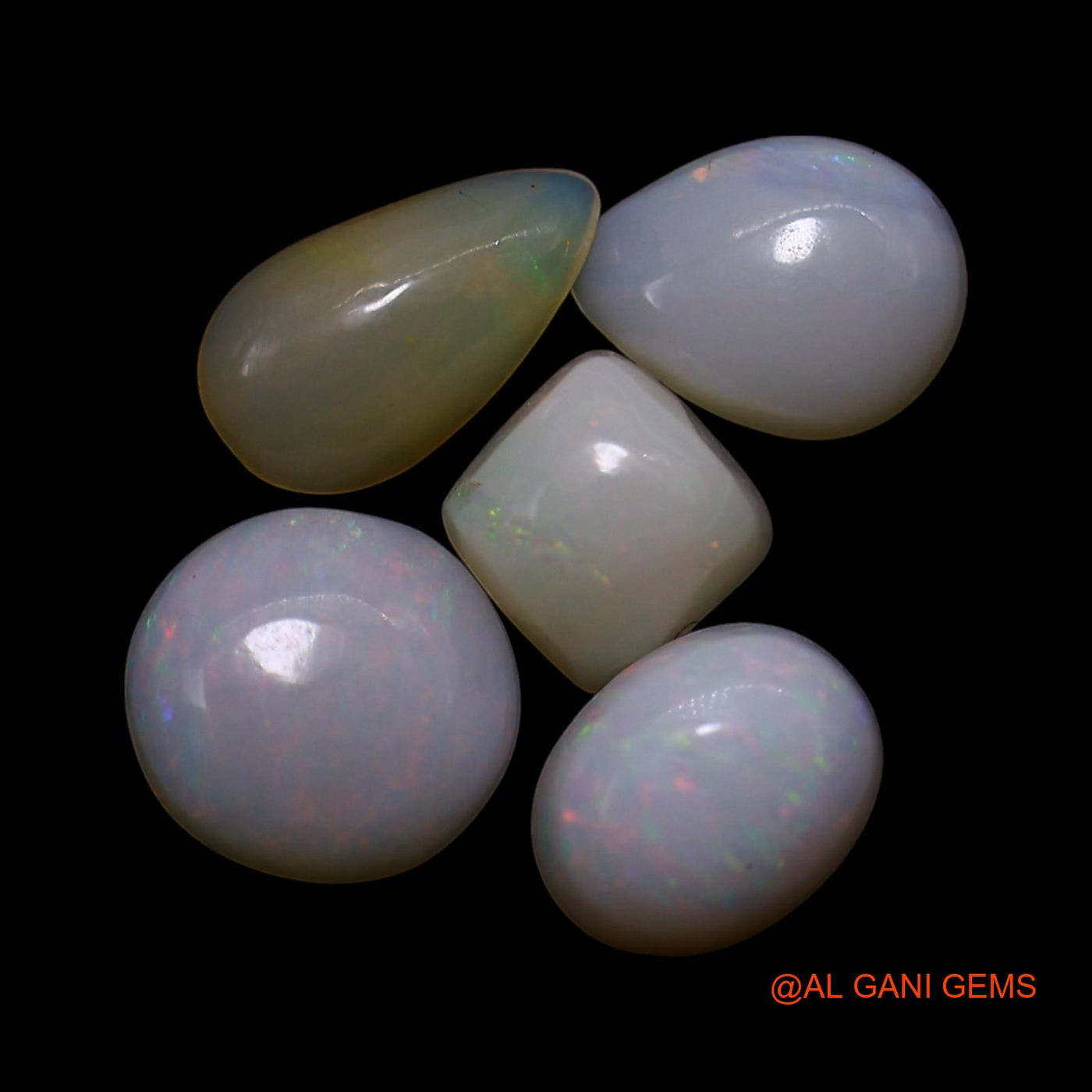 5 Pcs 2.00 Cts Natural Australian Fire Opal Loose Gemstone Mix Shape Cabochon Wholesale Lot 4X4X2 TO 6X6X2 MM AG-831
