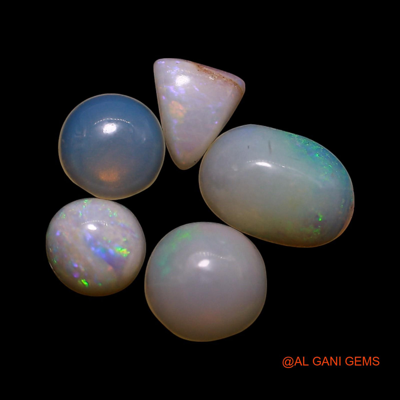 Natural Fire Opal Loose Gemstone Mix Shape Cabochon Australia 5 Pcs Wholesale Lot 2.00 Cts 4X4X2 TO 5X8X2 MM AG-833