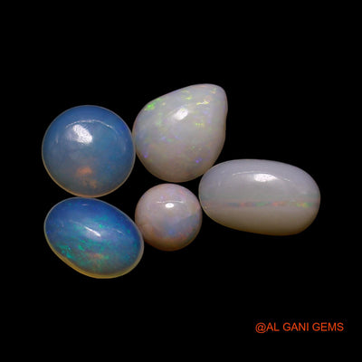 5 Pcs 1.00 Cts Natural Australian Fire Opal Loose Gemstone Mix Shape Cabochon Wholesale Lot 4X4X1 TO 5X6X2 MM AG-834
