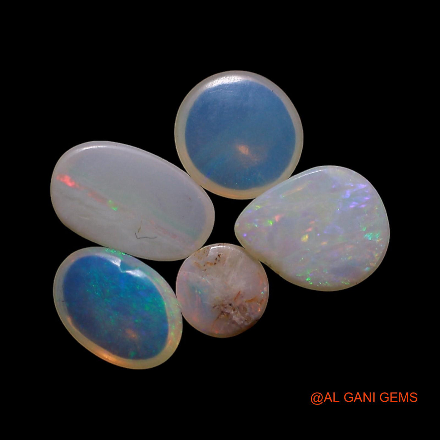 5 Pcs 1.00 Cts Natural Australian Fire Opal Loose Gemstone Mix Shape Cabochon Wholesale Lot 4X4X1 TO 5X6X2 MM AG-834