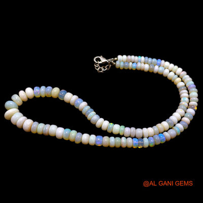 Rondelle Smooth Fire Opal Beaded Art Deco Engagement Celestial Necklace AOB-11