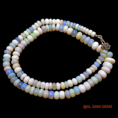 Rondelle Smooth Fire Opal Beaded Art Deco Engagement Celestial Necklace AOB-11