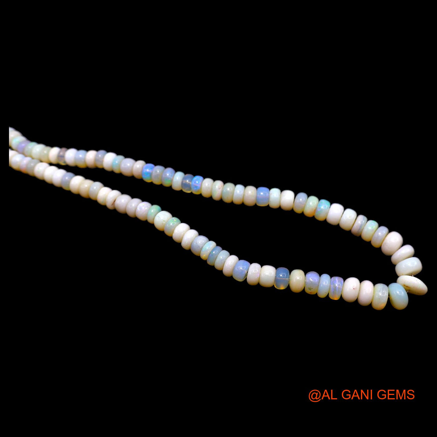 Rondelle Smooth Fire Opal Beaded Art Deco Engagement Celestial Necklace AOB-11