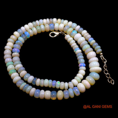 Rondelle Smooth Fire Opal Beaded Art Deco Engagement Celestial Necklace AOB-11