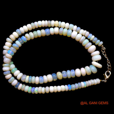 Rondelle Smooth Fire Opal Beaded Art Deco Engagement Celestial Necklace AOB-11
