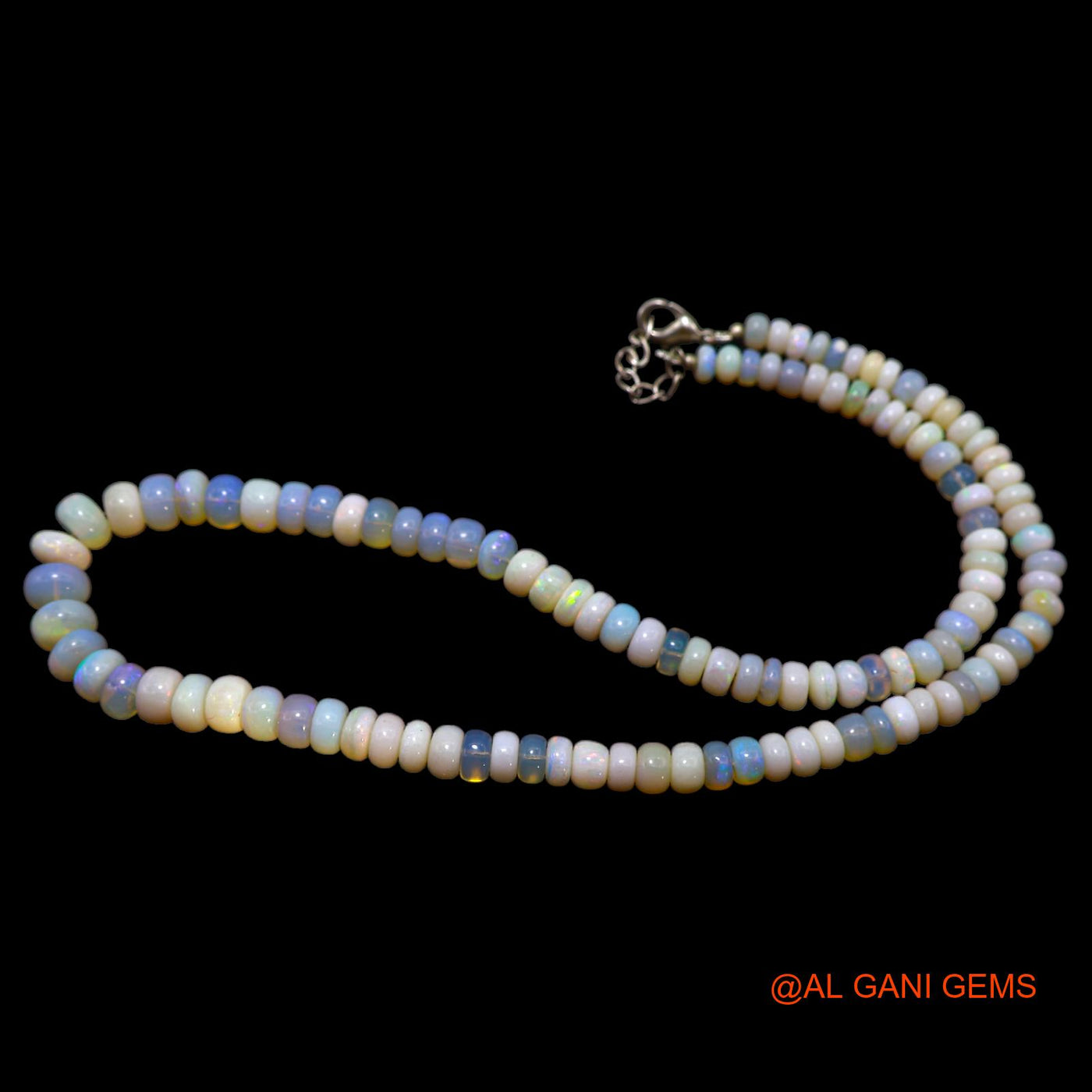 Smooth Multi Color 5X8 MM Fire Opal Beaded Rondelle Boho Dainty Necklace AOB-12