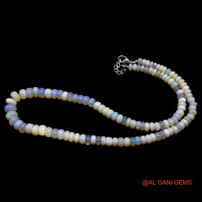 Smooth Multi Color 5X8 MM Fire Opal Beaded Rondelle Boho Dainty Necklace AOB-12