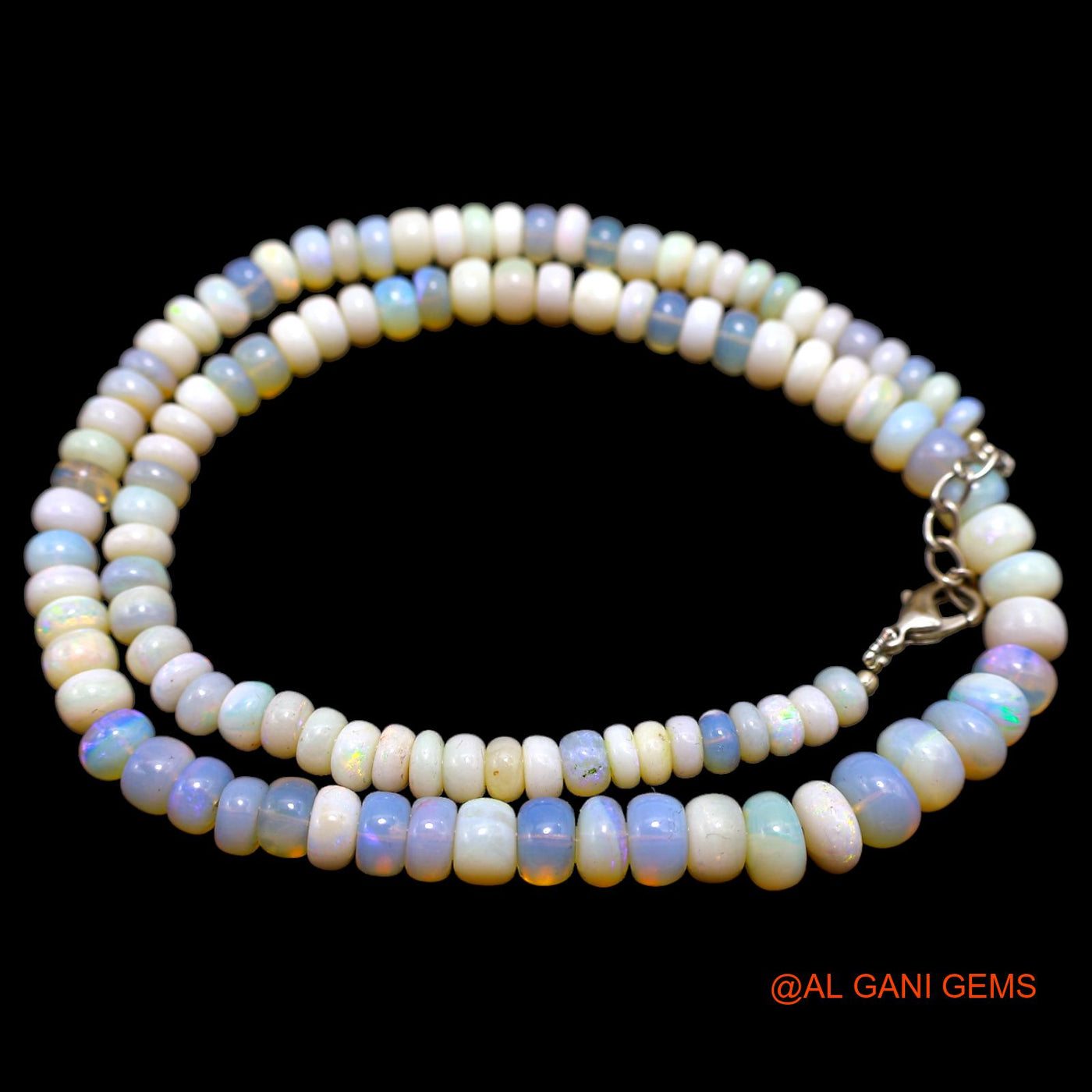 Smooth Multi Color 5X8 MM Fire Opal Beaded Rondelle Boho Dainty Necklace AOB-12