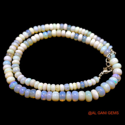 Smooth Multi Color 5X8 MM Fire Opal Beaded Rondelle Boho Dainty Necklace AOB-12