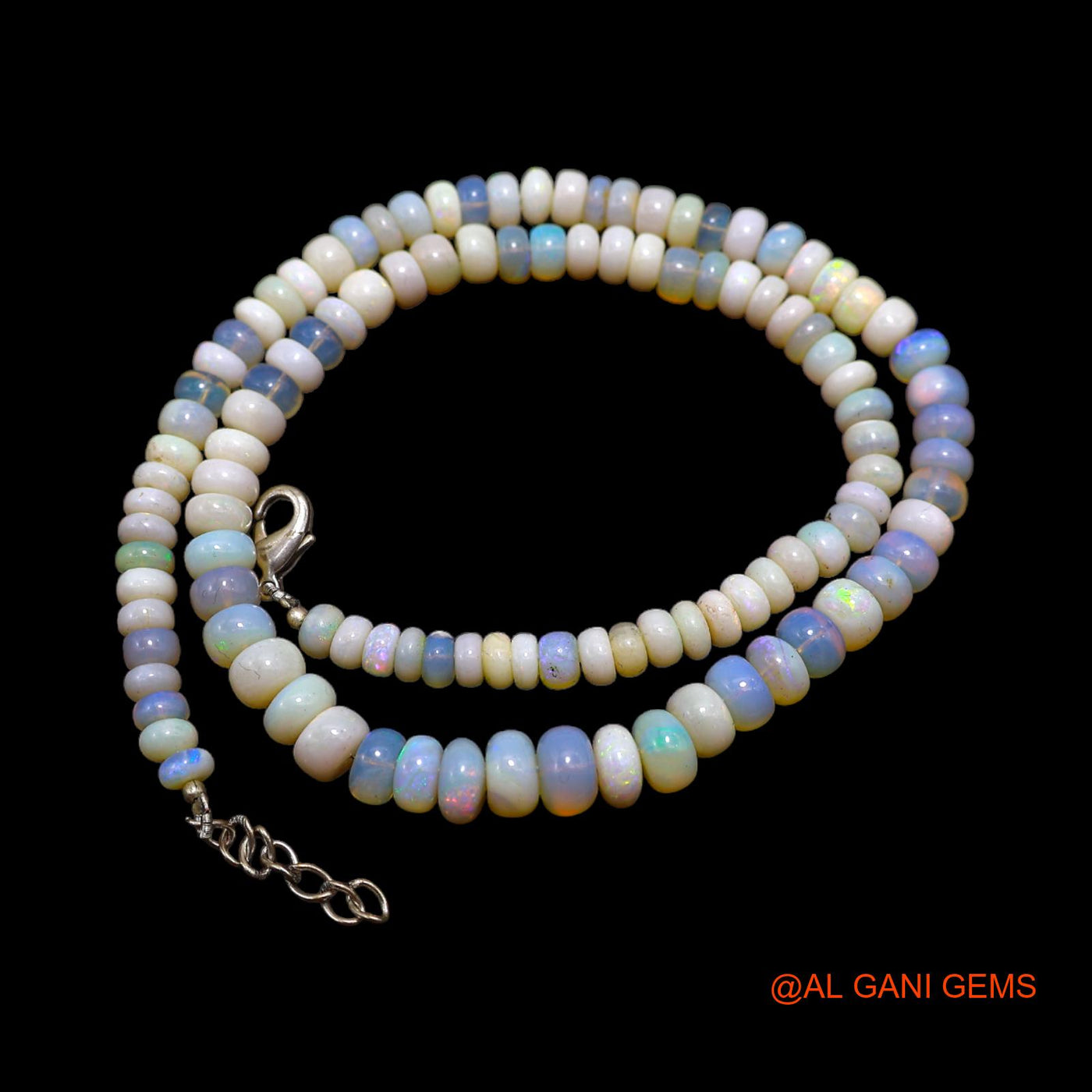 Smooth Multi Color 5X8 MM Fire Opal Beaded Rondelle Boho Dainty Necklace AOB-12