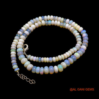 Smooth Multi Color 5X8 MM Fire Opal Beaded Rondelle Boho Dainty Necklace AOB-12