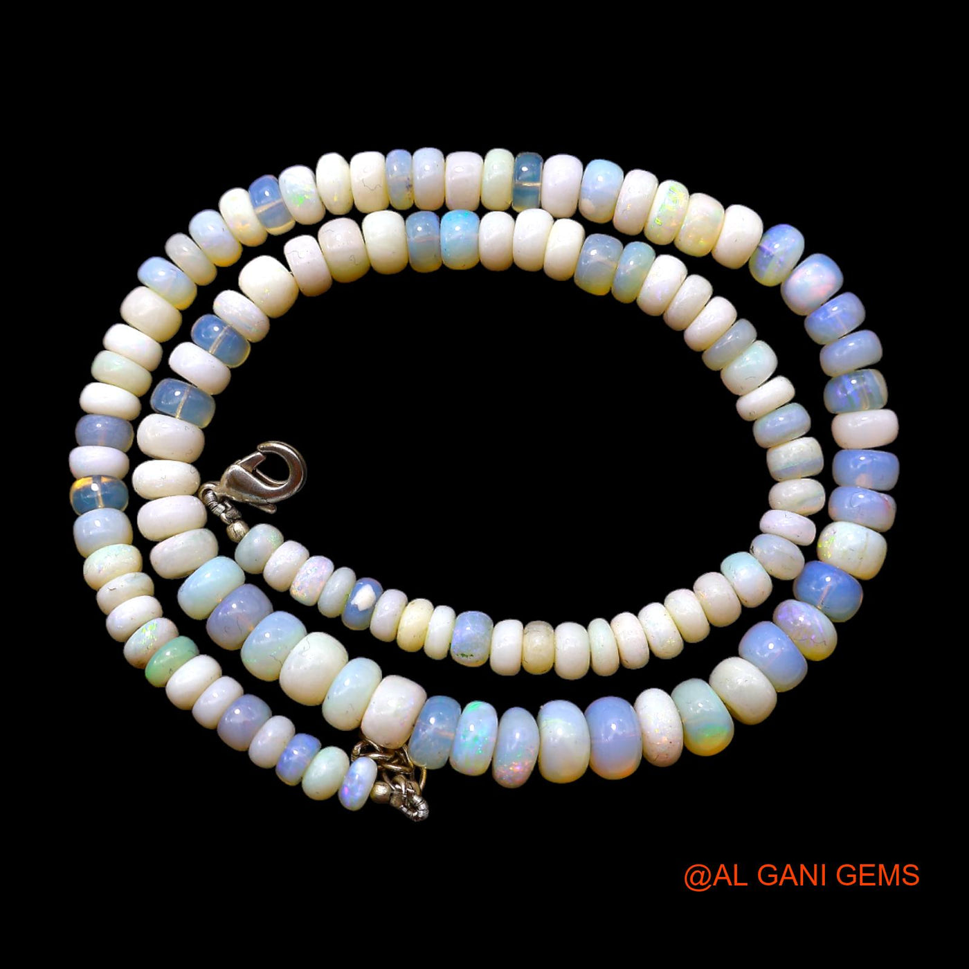 Smooth Multi Color 5X8 MM Fire Opal Beaded Rondelle Boho Dainty Necklace AOB-12